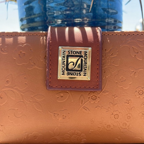 Spring Blossom Embossed SLG  Wallet, Cognac Brown - Picture 2 of 12